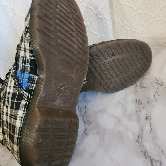 Dr Martens The Original Made in England Plaid Black White Ankle Boots Men 7 - Picture 7 of 10